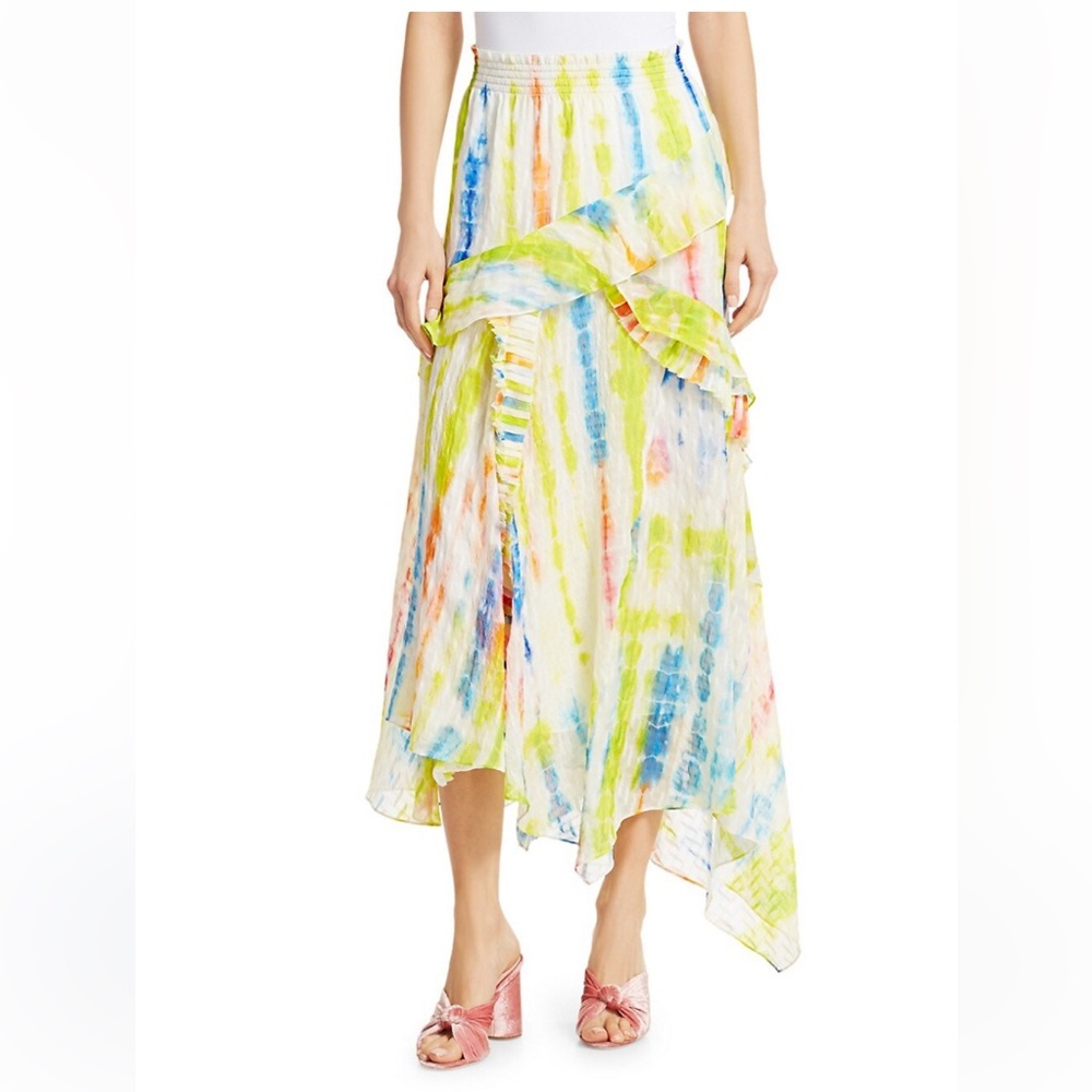 Tanya Taylor Teresa Silk-Blend Asymmetric Midi Skirt
